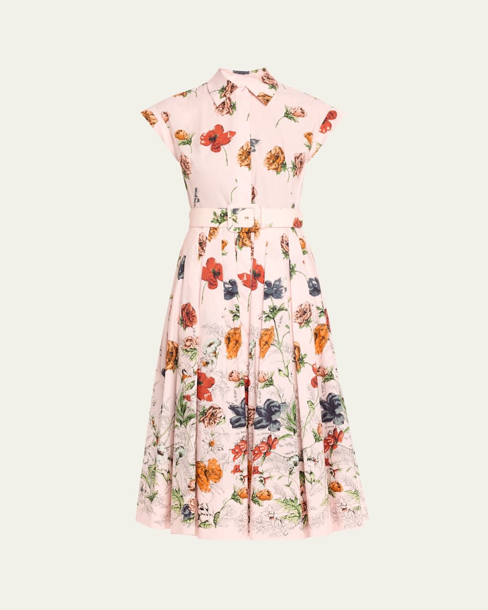 Octavia Floral Cap-Sleeve Dress